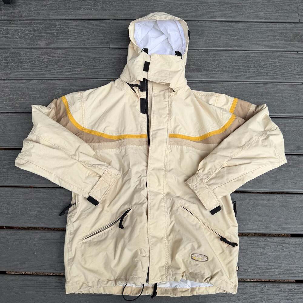 Vintage Quiksilver Boardwear Beige Hooded Technical Snow Ski Jacket